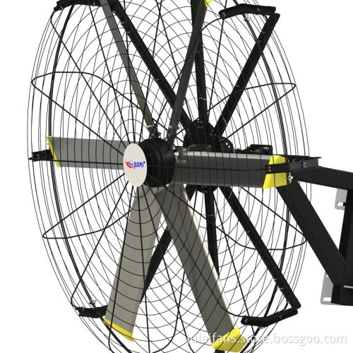 Rotating wall fan in workshop